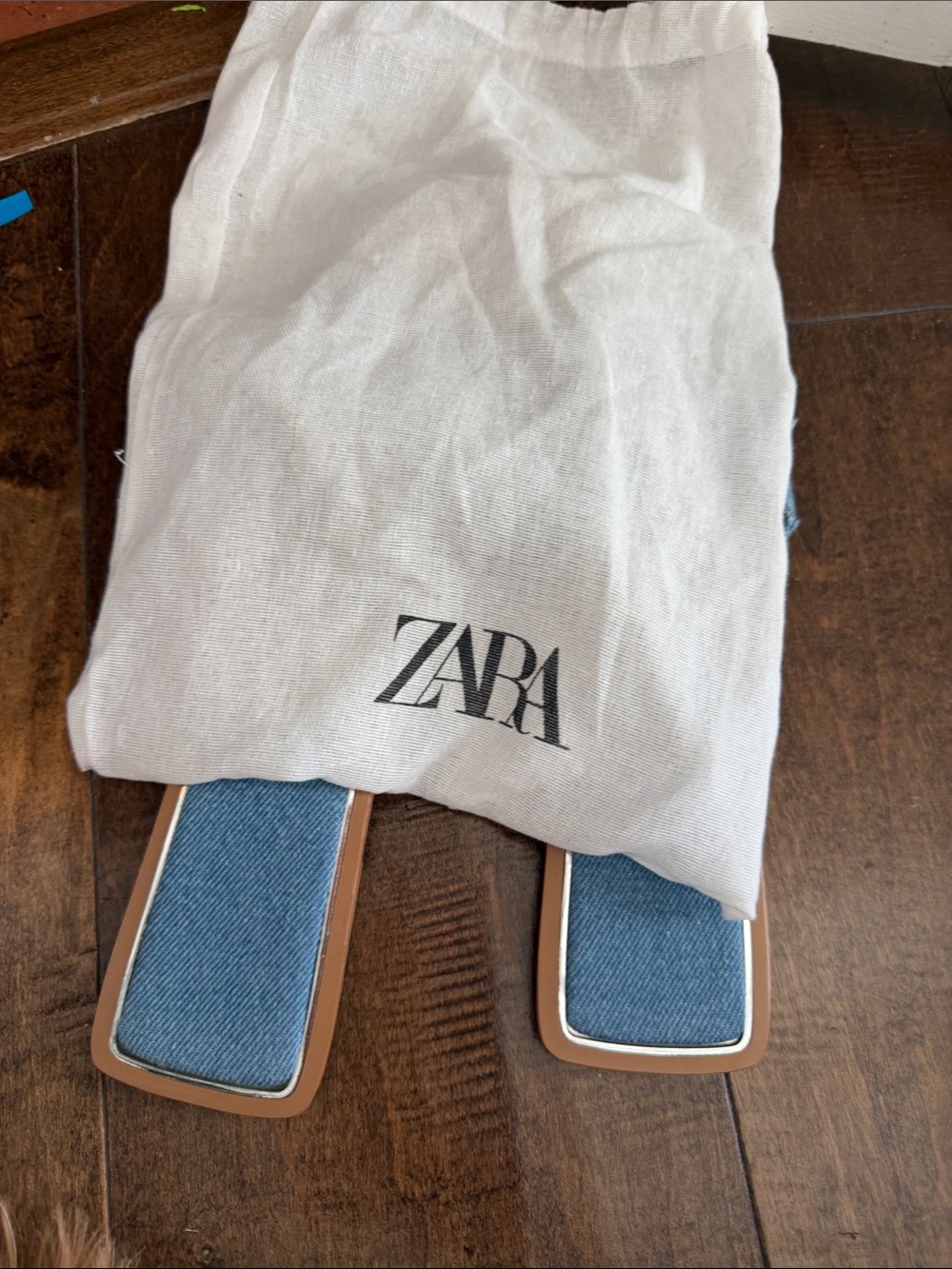 Zara Light Blue Denim Crossover Slide Sandals - Picture 4 of 5
